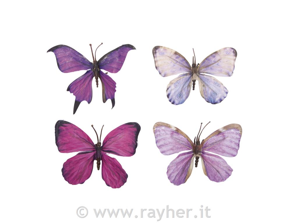 Farfalle 3D in tessuto, set da 4, rosa