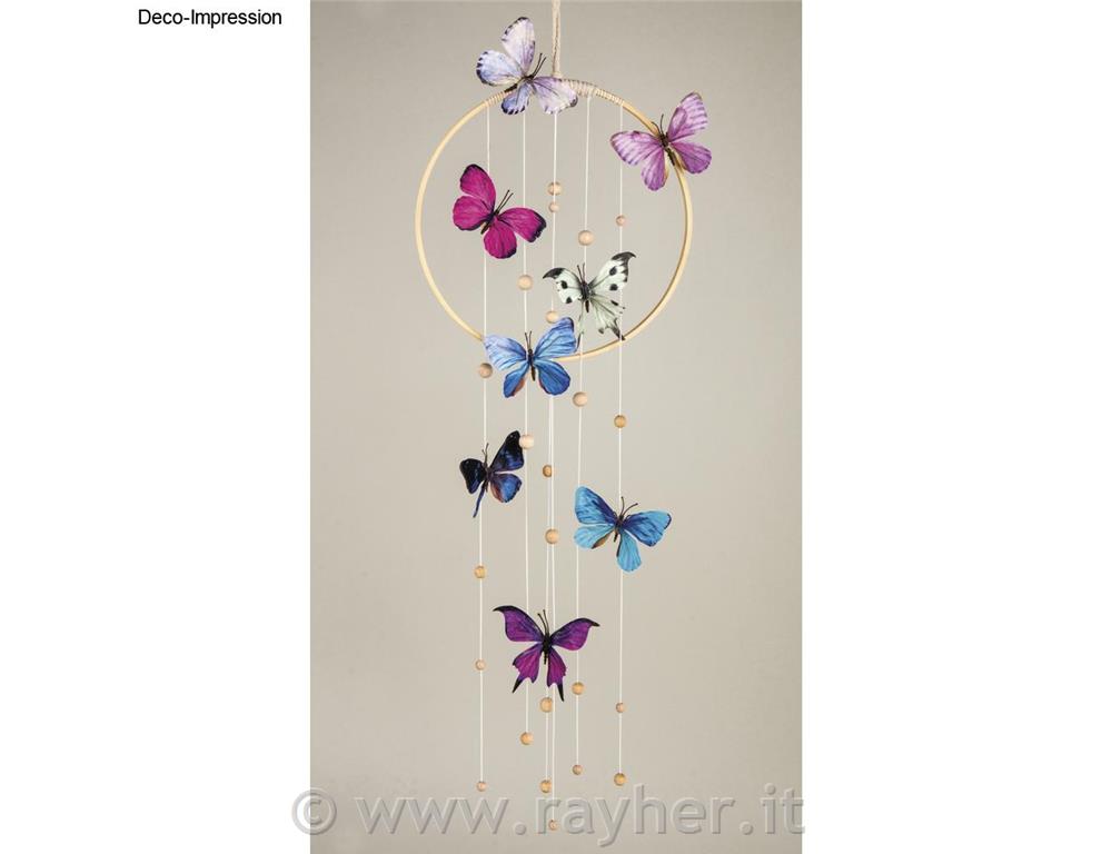 Farfalle 3D in tessuto, set da 4, rosa