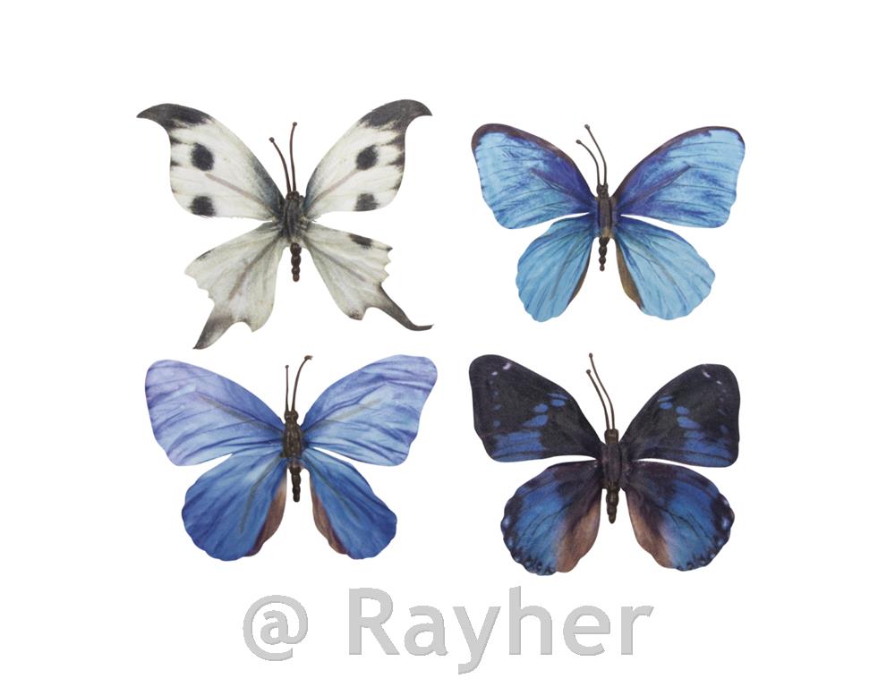 Farfalle 3D in tessuto, set da 4, blu