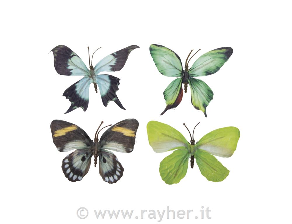 Farfalle 3D in tessuto, set da 4, verdi