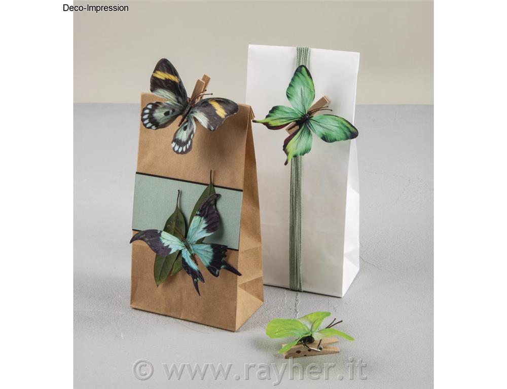 Farfalle 3D in tessuto, set da 4, verdi