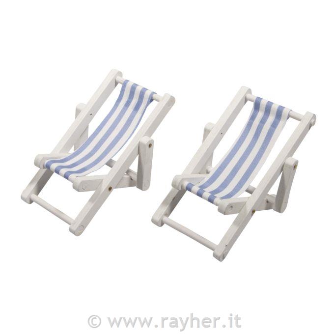 Mini lettino prendisole in legno,9x5,5 cm set 2