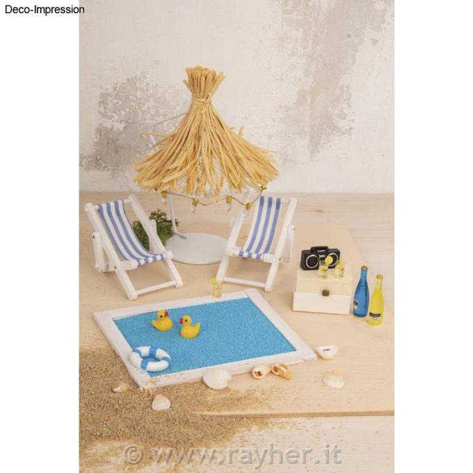 Mini lettino prendisole in legno,9x5,5 cm set 2