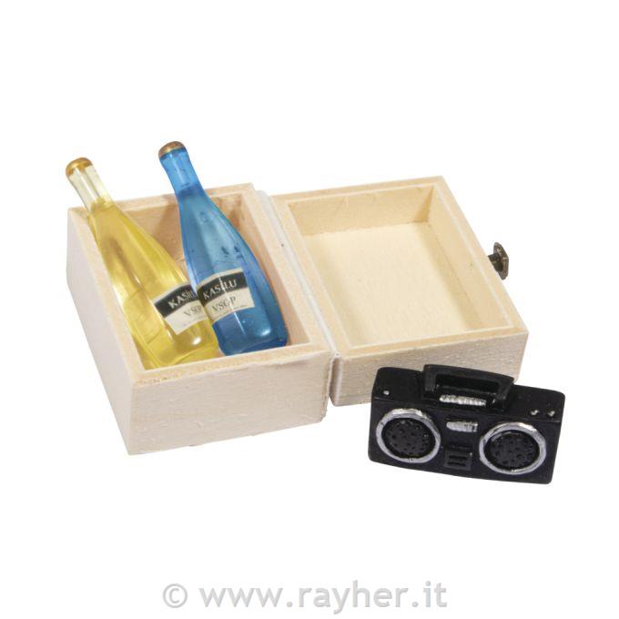 Mini radio Deco, bottiglie + scatola dapicnic