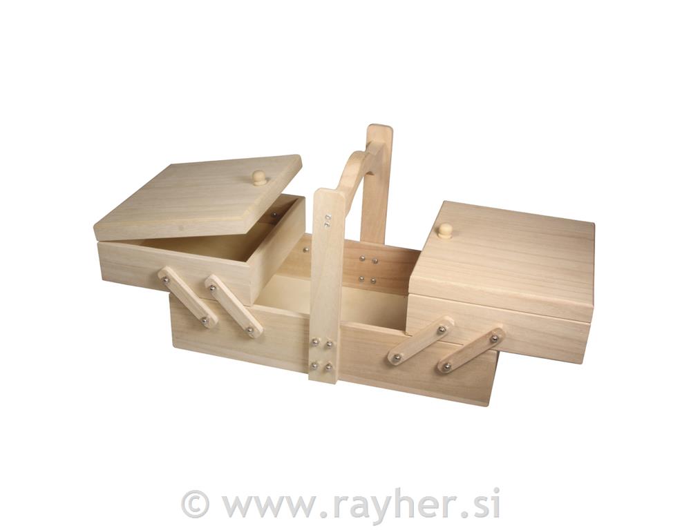 Valigia in legno per accessori cucito34,5x20x21,5cm
