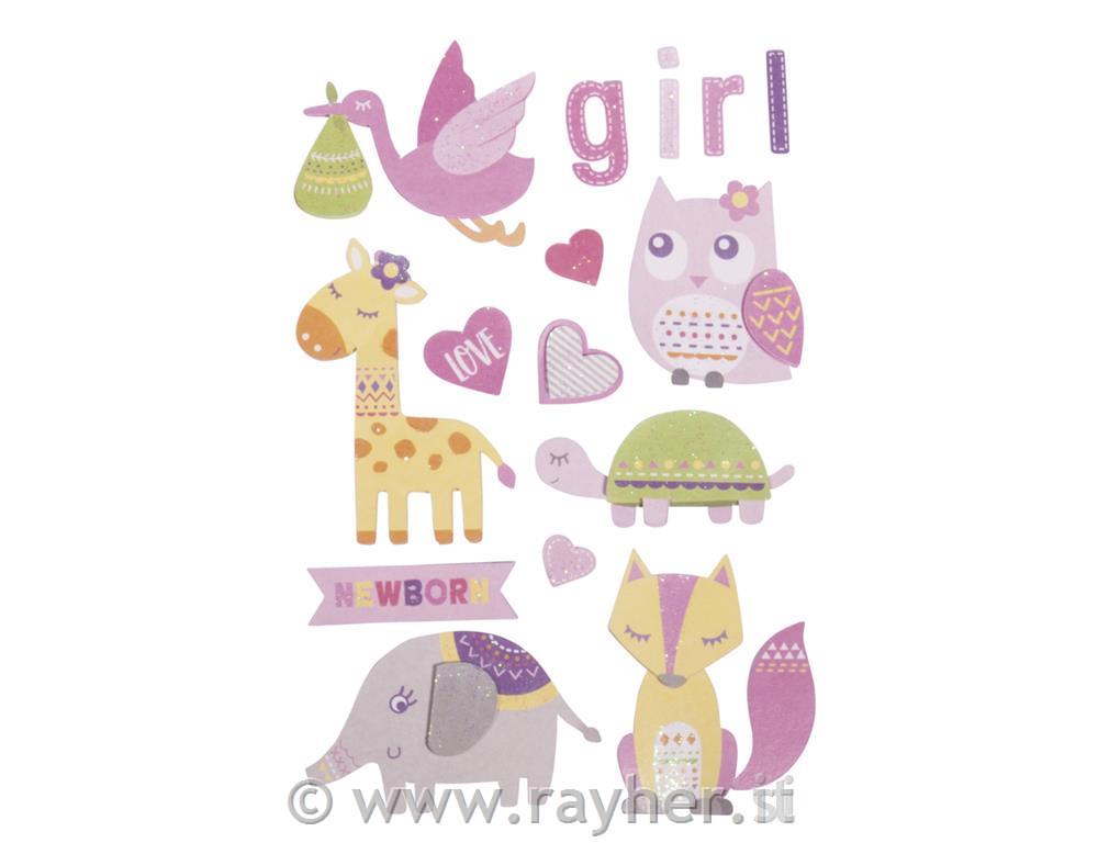 3D nalepke papirnate Baby pink 15 kosov