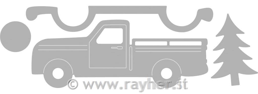 Rezalna šablona, tovornjak s smrečico 4 delna