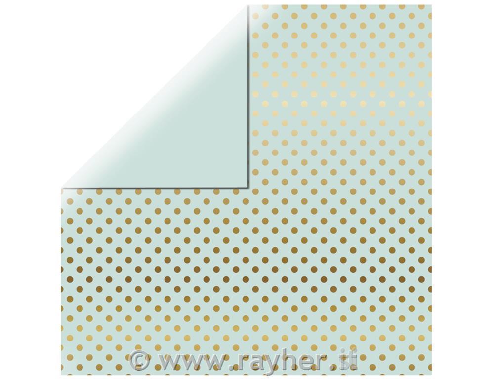 Scrapbooking paper "Gold Foil Dots"30.5x30.5cm, 180g%m2mint green