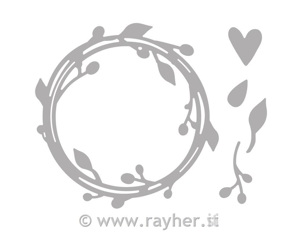 Punching template: Wreath with leavesapprox. o7.5cm, tab-bag 5pcs