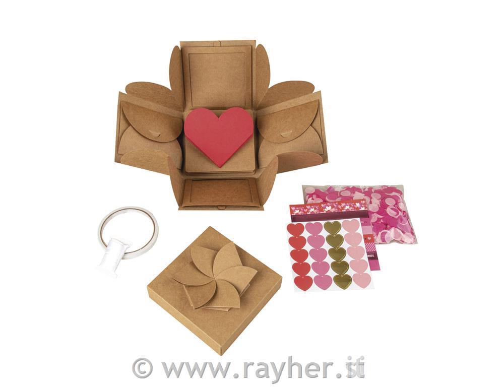 Škatla presenečanja, kraft, 12x12x12cm, 16-delna