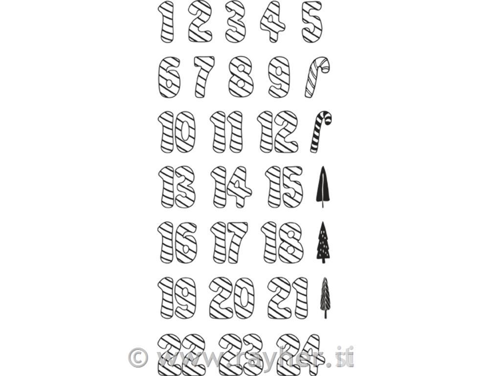 Štampiljke - Adventni koledar Candy Cane, 97x205mm, 29 motivov