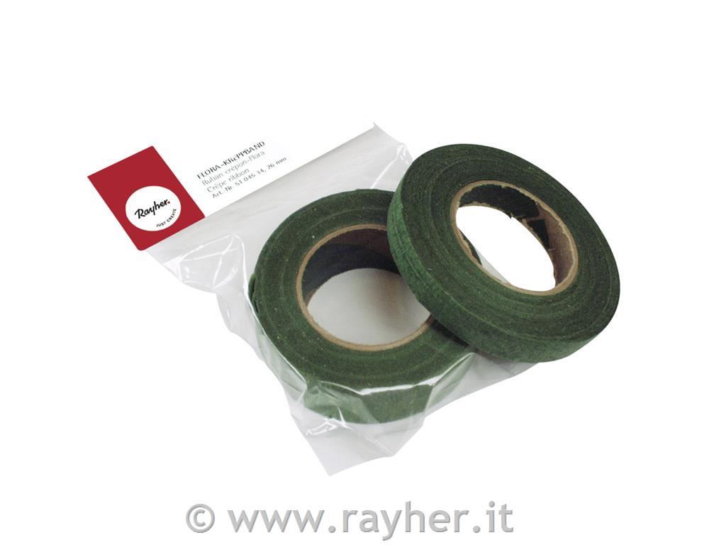 Nastro crespato27,5 m, 13 mm, busta 1 rotoloolivo