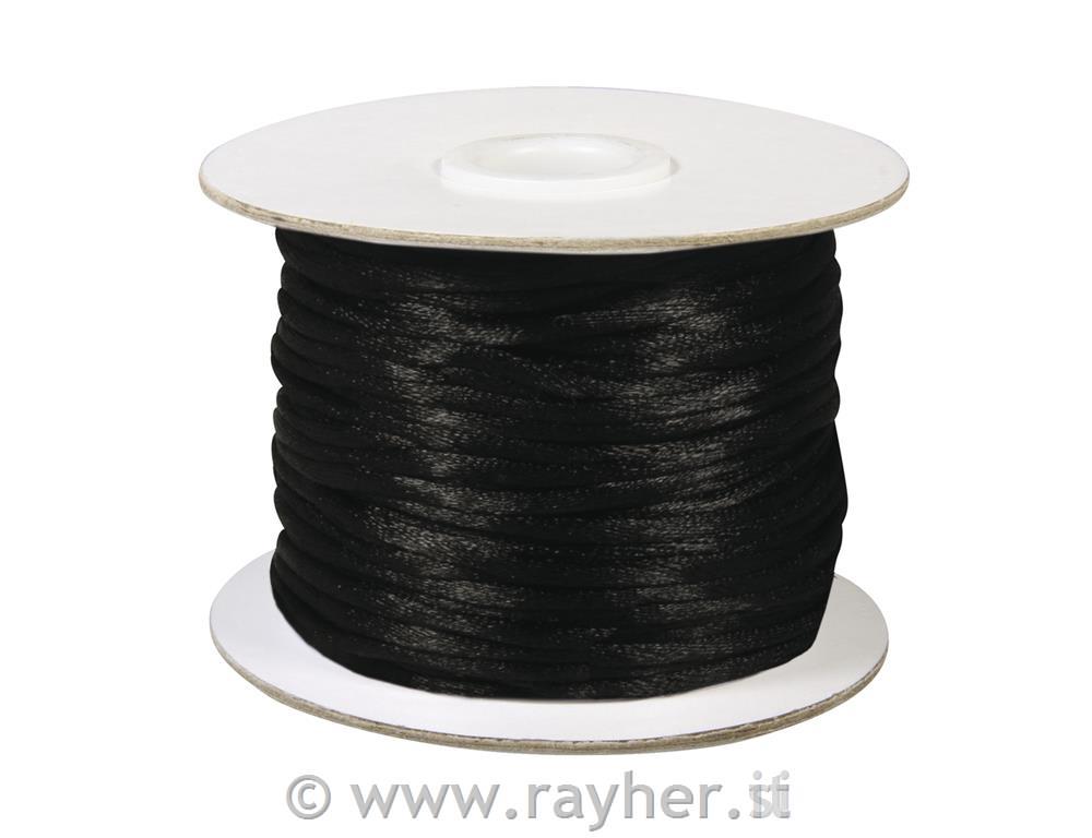 Saten vrvica, črna, 2 mm o, 50 m