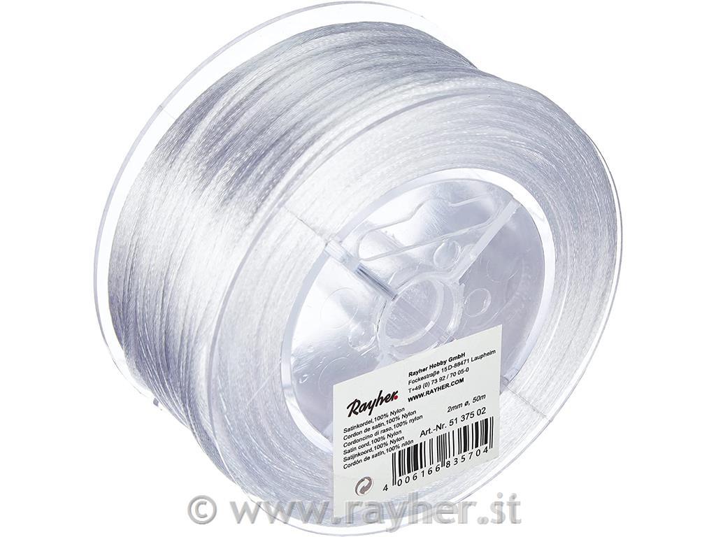 Satin cord, white, 2 mm o, roll 50 m