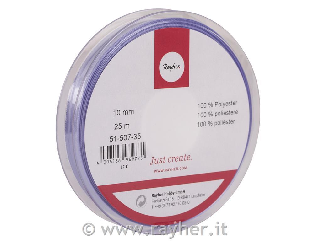 Nastro di raso con cimosa10 mm, rotolo 25 mlilla
