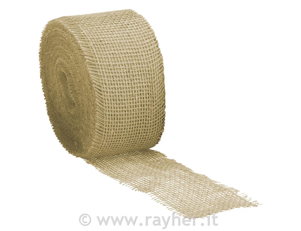 Jute ribbon, natural, 70mm, roll 25m