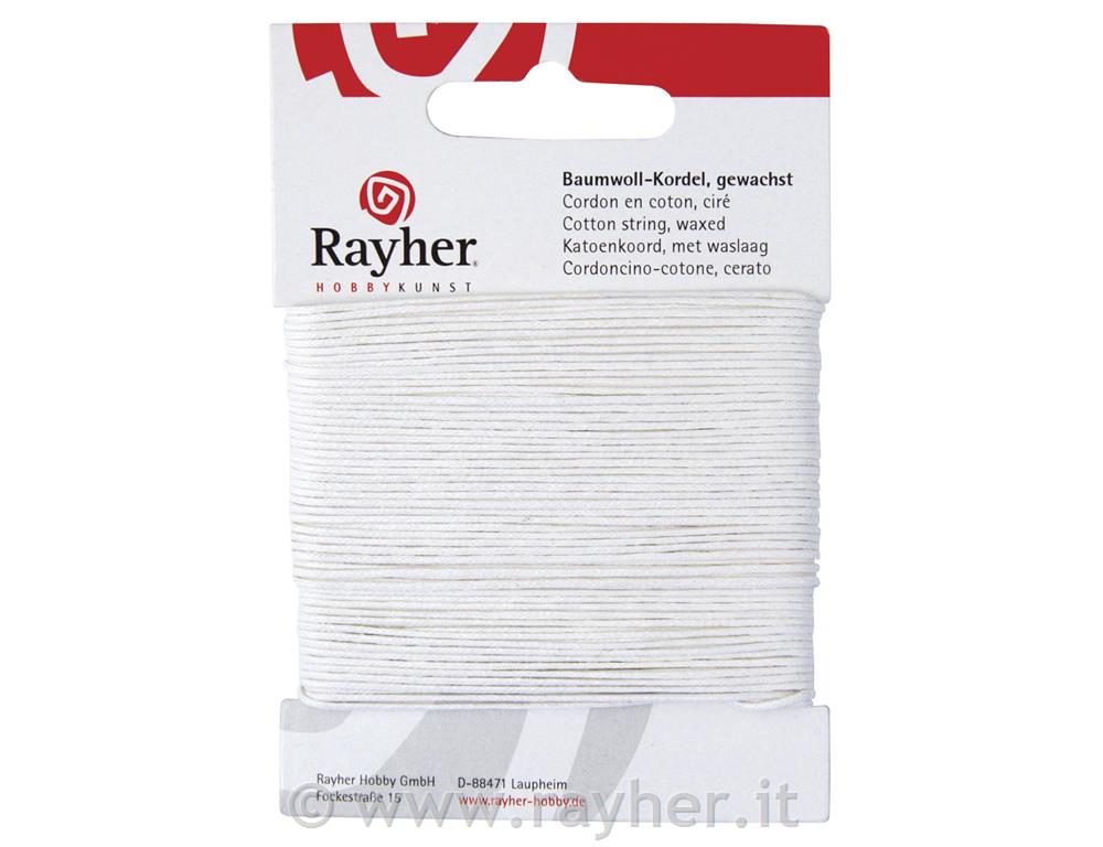 Cordoncino cotone.cerato1mm, cart. 20mbianco