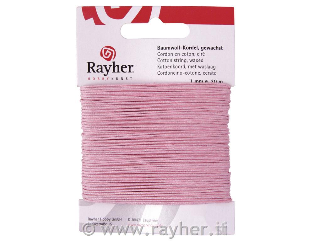 Cordoncino cotone.cerato1mm, cart. 20mrosa