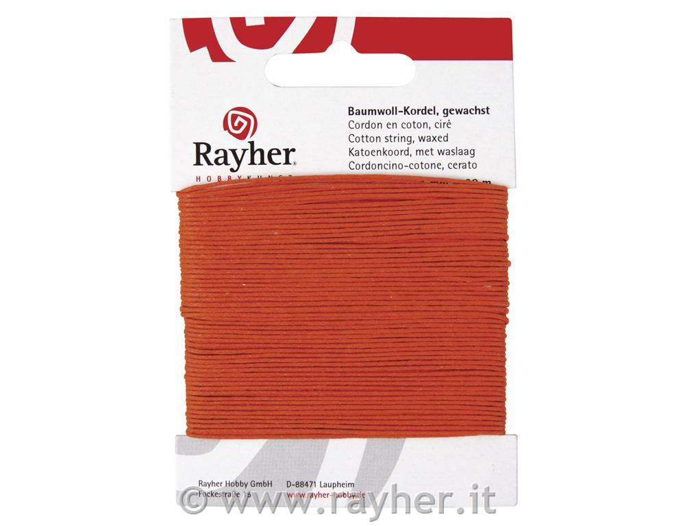 Vrvica bombažna, povoščena, oranžna, 1 mm, 20 m