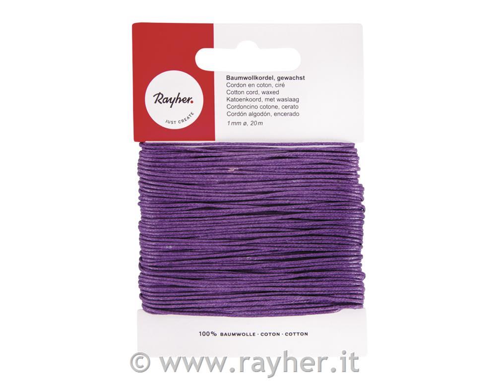 Vrvica bombažna, povoščena, vijolična, 1 mm, 20 m