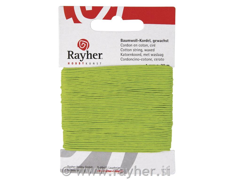 Vrvica bombažna, povoščena, majsko zelena, 1 mm, 20 m