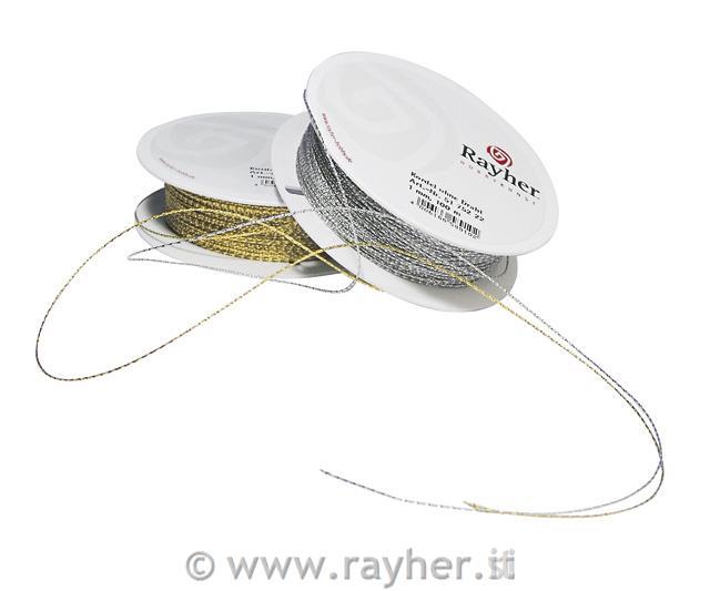 Cordoncino , senza filo metallico1 mm, rotolo 100margento