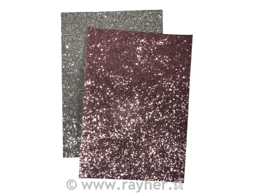 Stoffa scintillante, ass.argento/rose, 14,8x21cm, 510g/m2, bus.blis. 2fogli