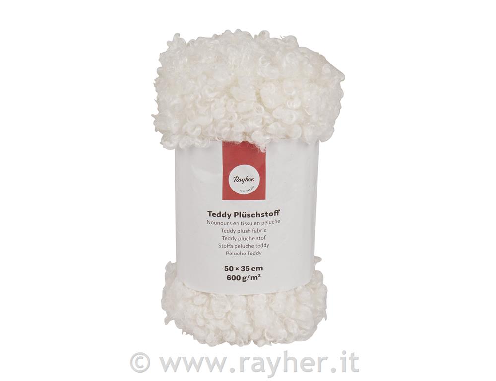 Teddy plush fabric50x35cm, 600g/m2, 1pcwhite