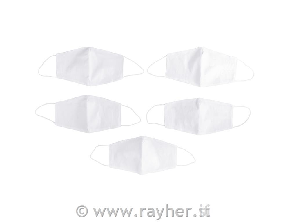 Mascherina lavabile, bianca, set 5