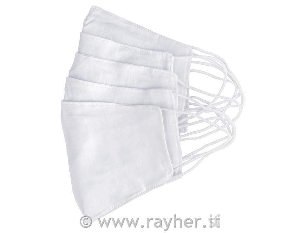 Mascherina lavabile, bianca, set 5
