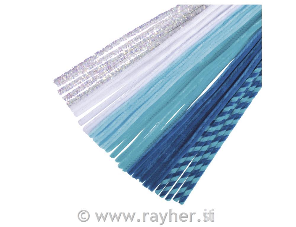 Ciniglie, mix blu, 0.9x30cm, set 30