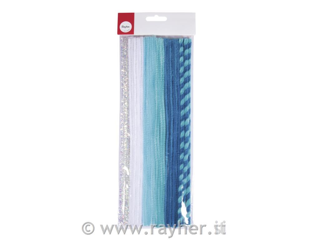 Ciniglie, mix blu, 0.9x30cm, set 30