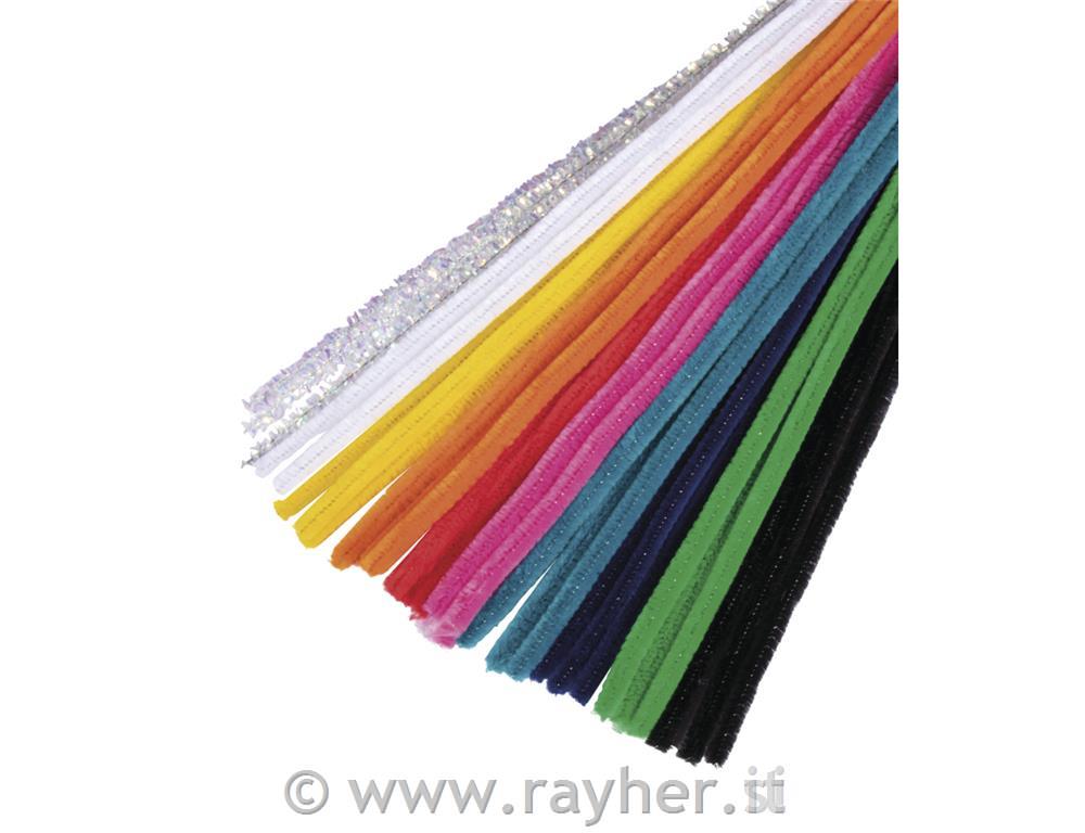 Kosmate žičke,mix rainbow, 0.9x30cm, set 30