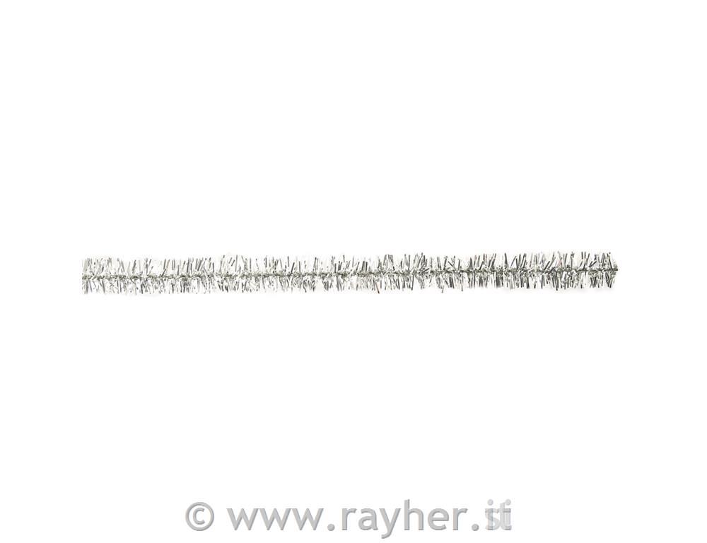 Filo ciniglia glitter50cm, spess. 9mm, busta 10 pzargento