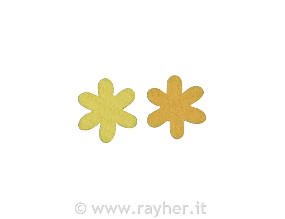 Felt star flower, 3 cm, yellow/orange, 2