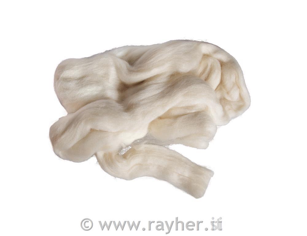 Volneno predivo, belo (nebarvano), česano, 50g