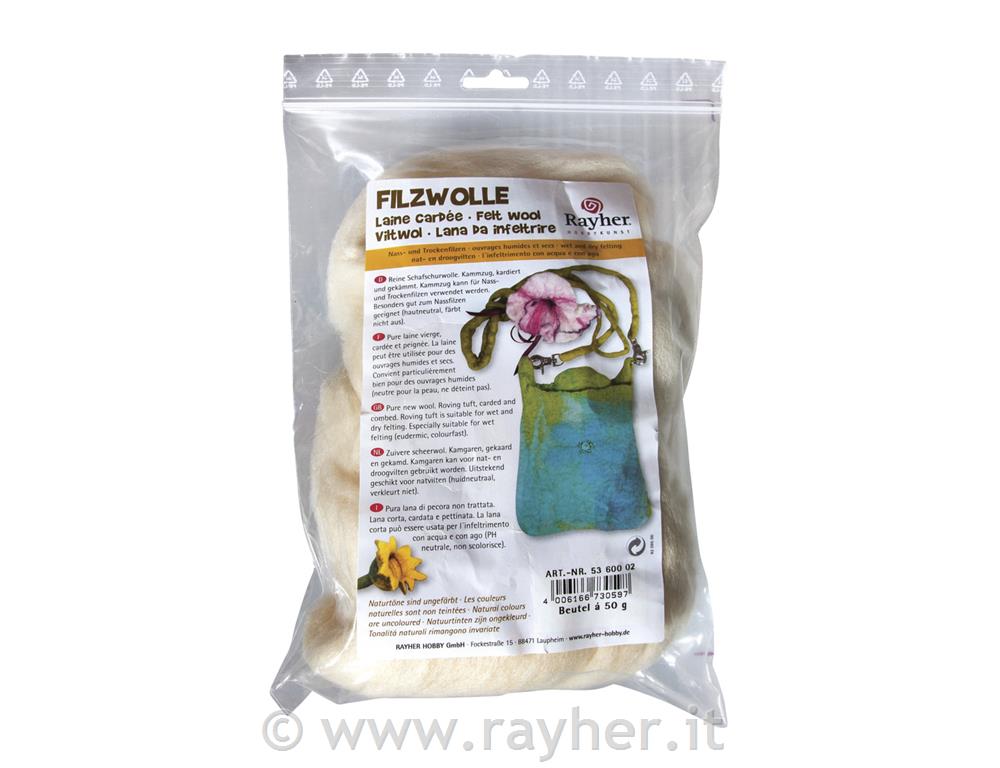 Volneno predivo, belo (nebarvano), česano, 50g