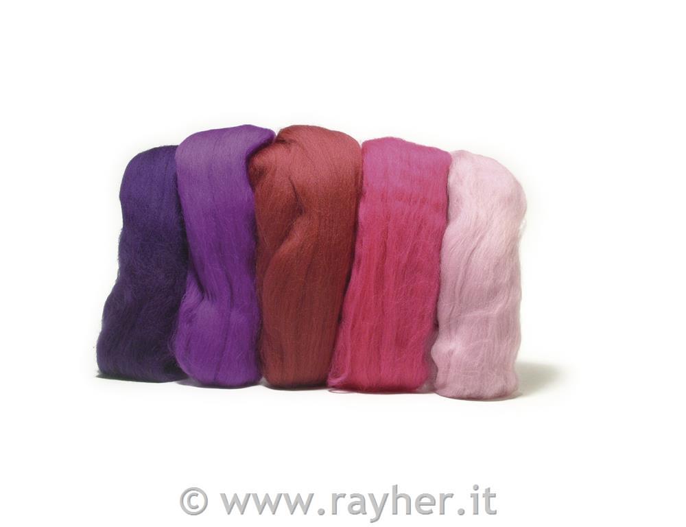 Volneno merino predivo, česano, zelo gladko, roza odtenki, 1