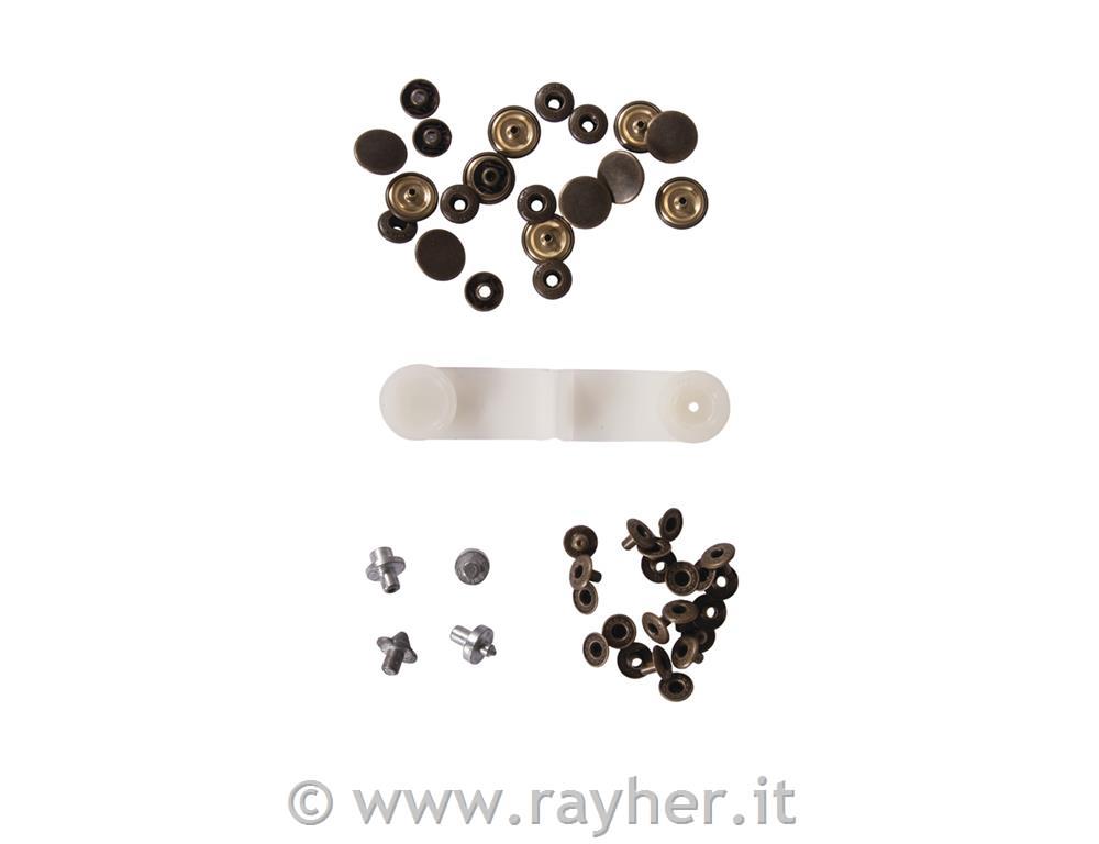 Botoni automatici, 15mm obus.blister 10pzoro antico