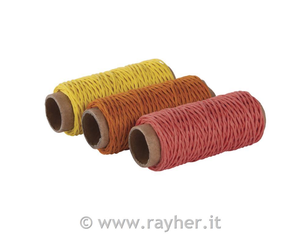 Hemp-cord set, 1mm o, yellow,orange, red, 3 colours each 12m, tab-bag 36m