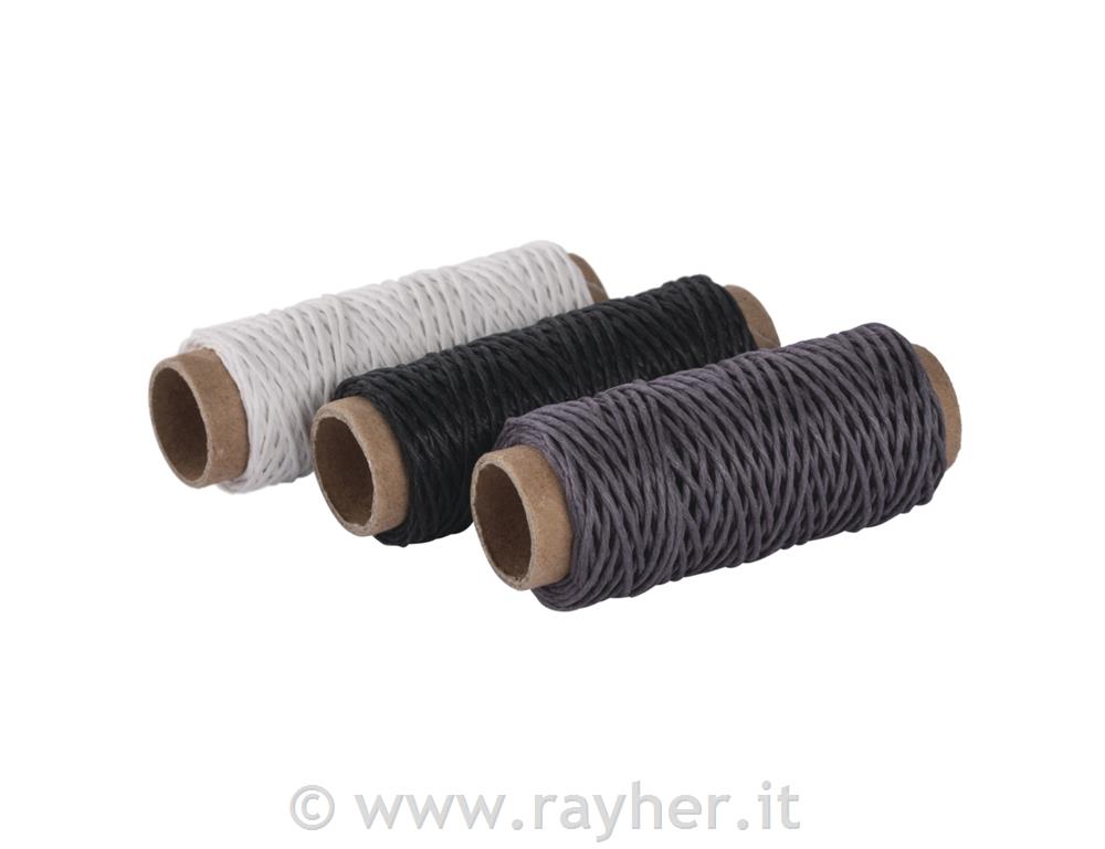 Set cordoncino canapa, 1mm o, nero,grigio,bianco, 3 colori á 12m, bus.blis. 36m