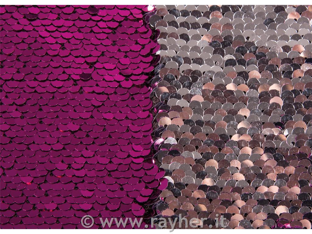 Reversible sequin fabric, pink, 42x32cm,approx.400g/m2, tab-bag 1pc