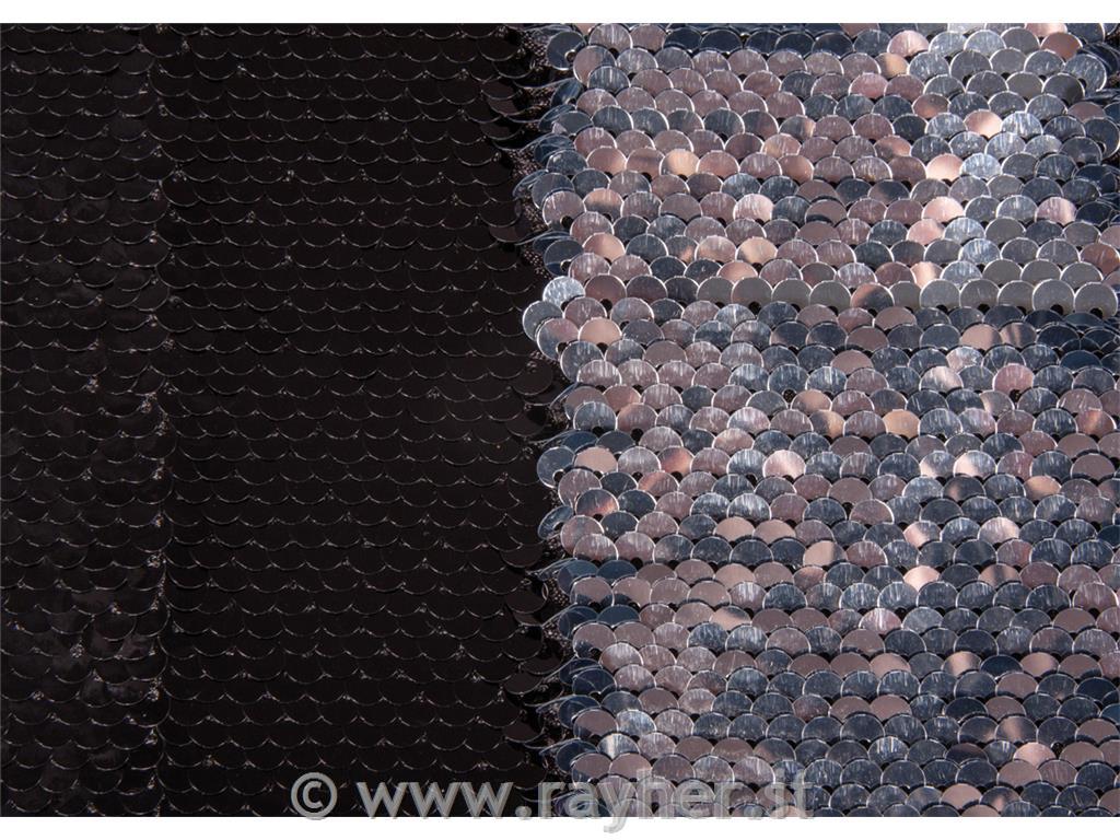 Paillette reversibili stoffa, nero/argento, 42x32cm, ca. 400g/m2, bus.b. 1