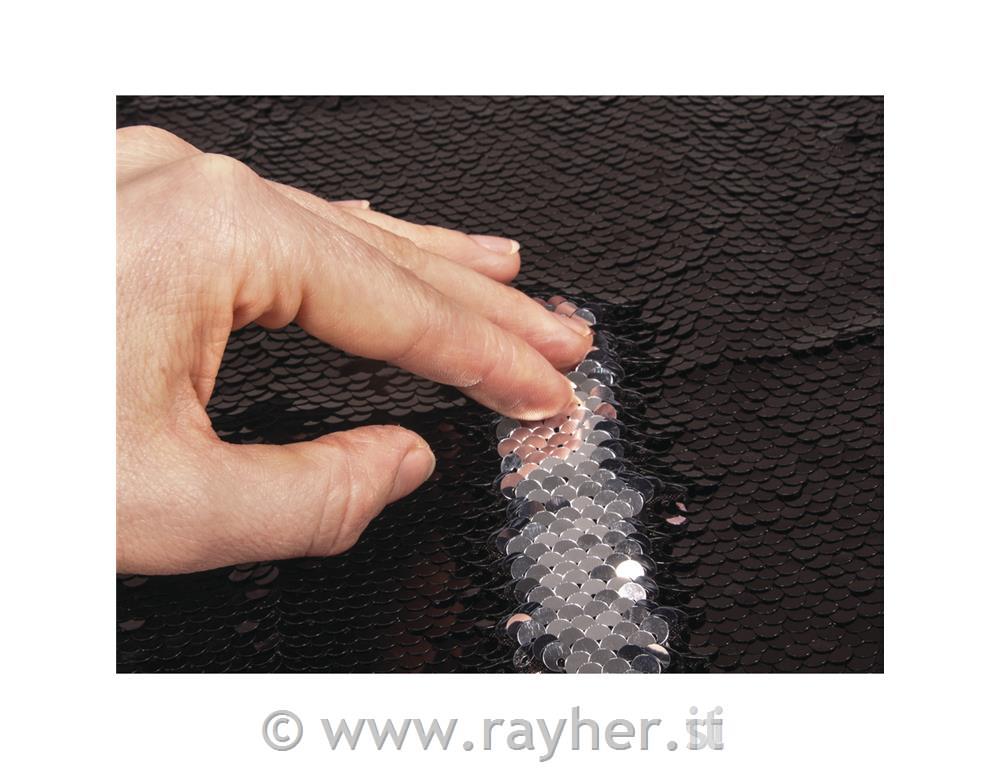 Paillette reversibili stoffa, nero/argento, 42x32cm, ca. 400g/m2, bus.b. 1