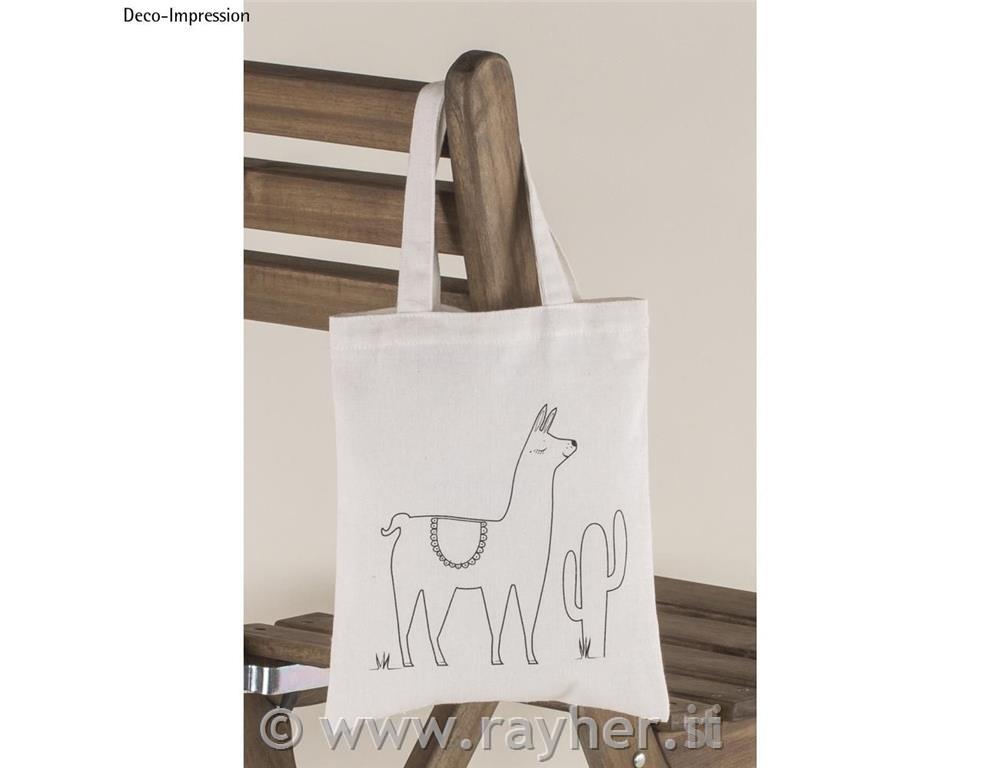 Cotton bag w. print, llama, natural, 20x25cm, tab-bag 1pc