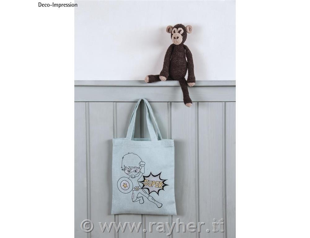 Borsa cotone c. stampa, blu chiaro, 20x25cm, bus.blis. 1pz