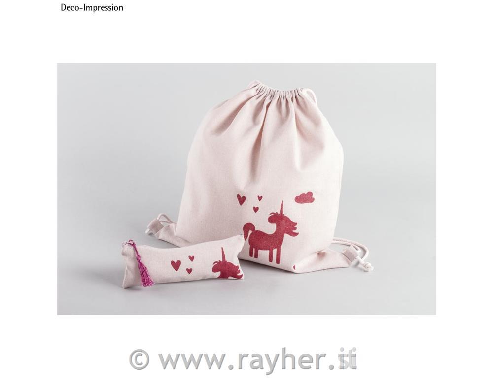Kit: Set sacco ginnastica unicorno, 38x42cm+21x8cm, box 1set