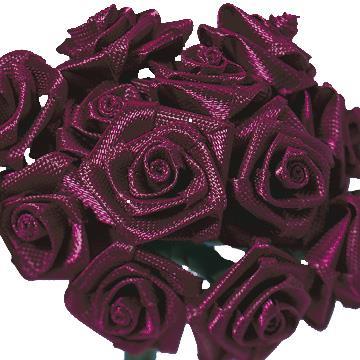 Rosellina di raso, 12 mm omazz. 12 pz, lav. a manobordeaux