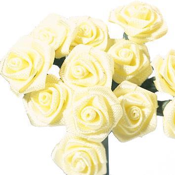 Rosellina di raso, 12 mm omazz. 12 pz, lav. a manogiallo