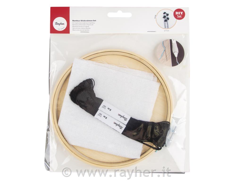 Set za vezenje, obroč iz bambusa 17cm in dodatki